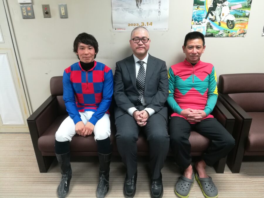 2023/12/03松井伸也騎手と西田茂弘アナウンサーと嬉勝則騎手